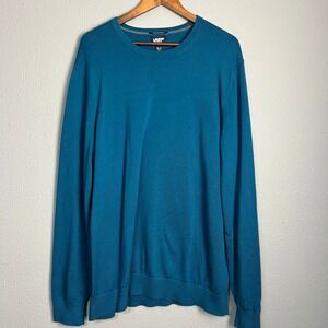 Lands' End‎ Supima Cotton Sweater Long Sleeve Crew Neck Teal Blue Size XL/T